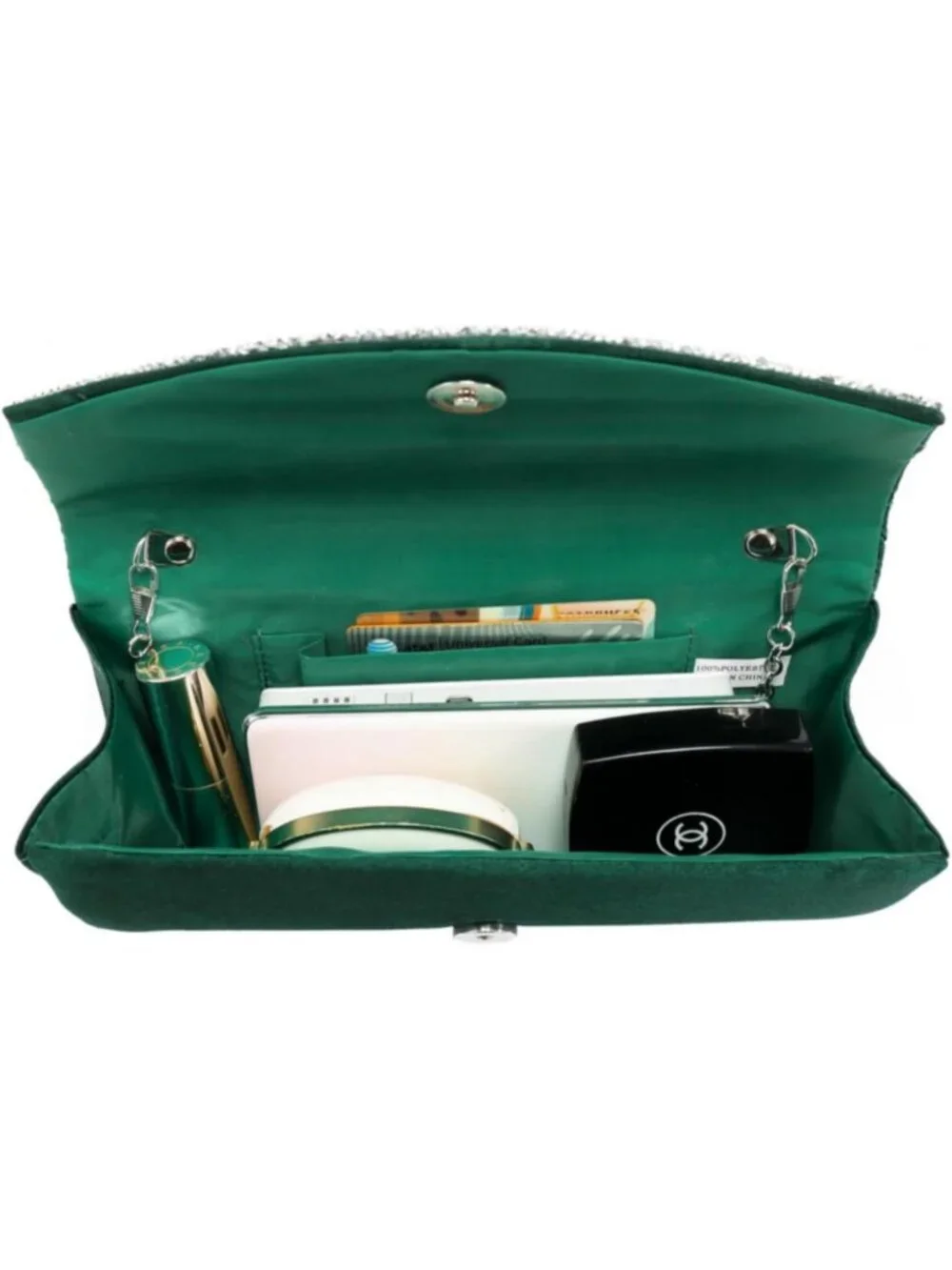 Women's Green Rhinestone Evening Clutch Purse Formal Hand Bag Prom Party Bag